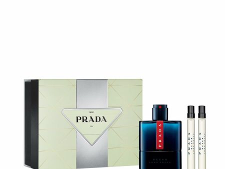 Men s Perfume Set Prada EDT Luna Rossa Ocean 3 Pieces For Discount