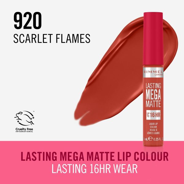 Liquid lipstick Rimmel London Lasting Mega Matte Nº 920 Scarlet Flames 7,4 ml Online Sale