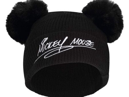 Hat Mickey Mouse Double Pom Black Cheap