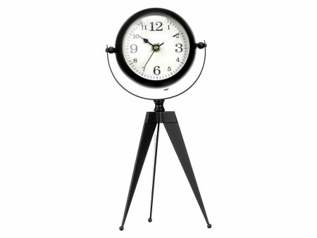 Table clock Tripod Black Metal 12 x 30 x 12 cm (4 Units) Supply