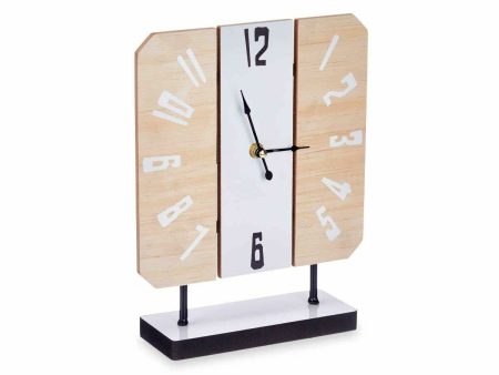 Table clock White Metal MDF Wood 22 x 28 x 7 cm (6 Units) For Discount