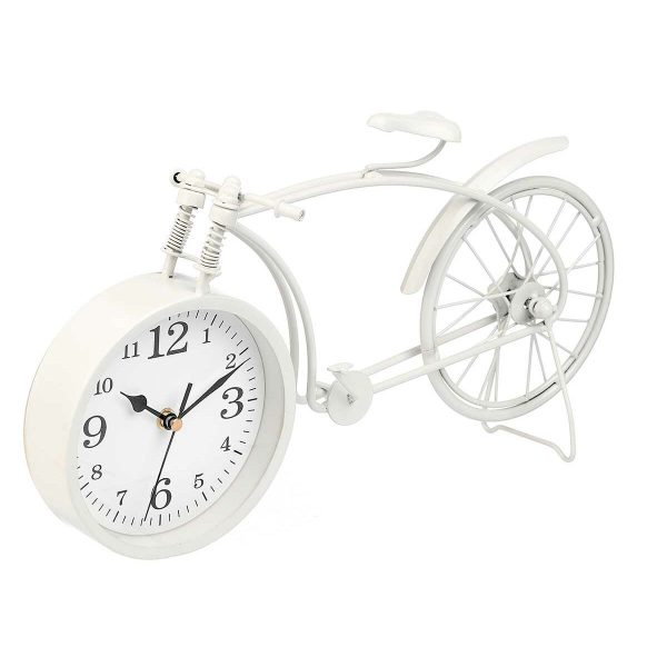 Table clock Bicycle White Metal 38 x 20 x 4 cm (4 Units) For Discount