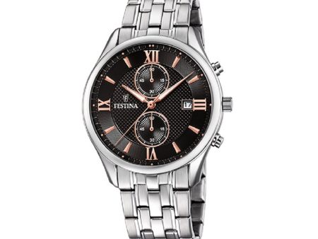 Men s Watch Festina F6854 7 Black Silver on Sale