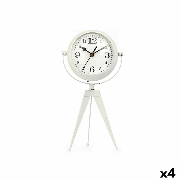 Table clock Tripod White Metal 14 x 30 x 11 cm (4 Units) Cheap