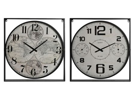 Wall Clock Home ESPRIT White Black Metal MDF Wood 62 x 6 x 65 cm (2 Units) Hot on Sale