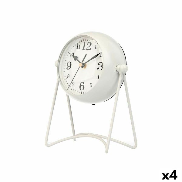 Table clock White Metal 15,5 x 20 x 11 cm (4 Units) Online Sale