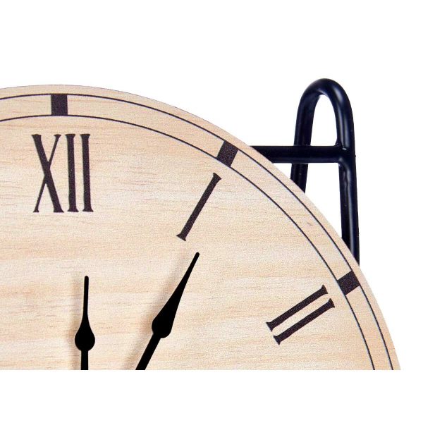 Table clock Black Metal MDF Wood 19 x 21 x 9 cm (6 Units) For Cheap