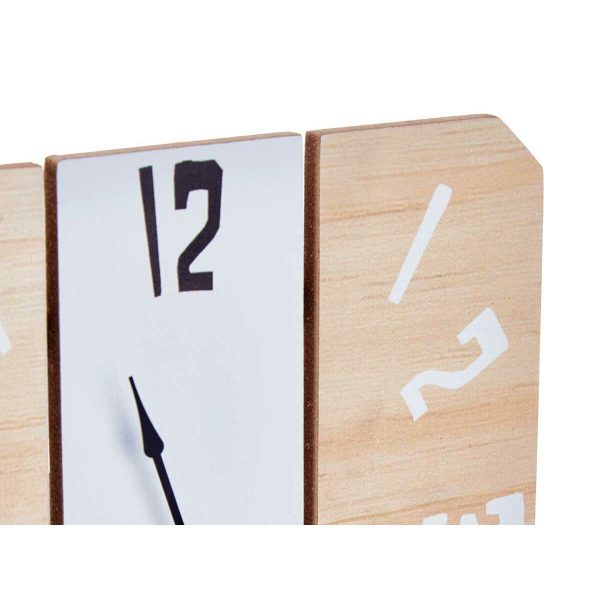 Table clock White Metal MDF Wood 22 x 28 x 7 cm (6 Units) For Discount