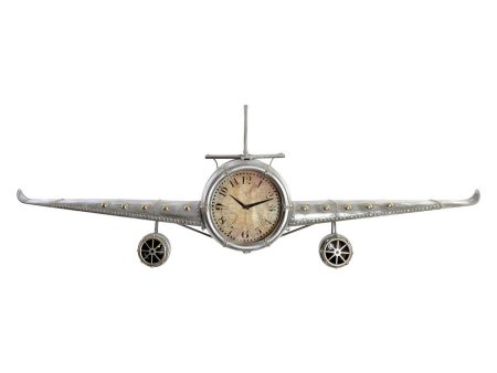 Wall Clock DKD Home Decor Aeroplane Metal Crystal (141 x 20 x 46.5 cm) Online Sale