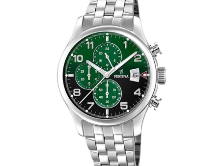 Men s Watch Festina F20374 7 Green Silver For Discount