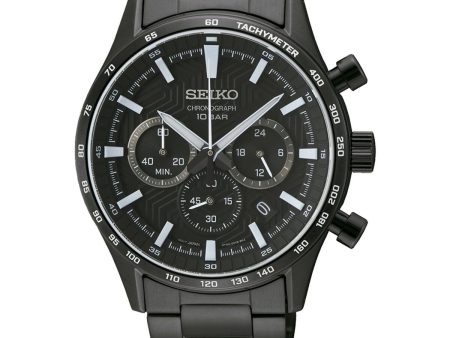 Men s Watch Seiko SSB415P1 Black on Sale