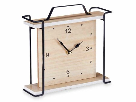 Table clock Black Metal MDF Wood 23 x 21 x 7 cm (6 Units) For Cheap