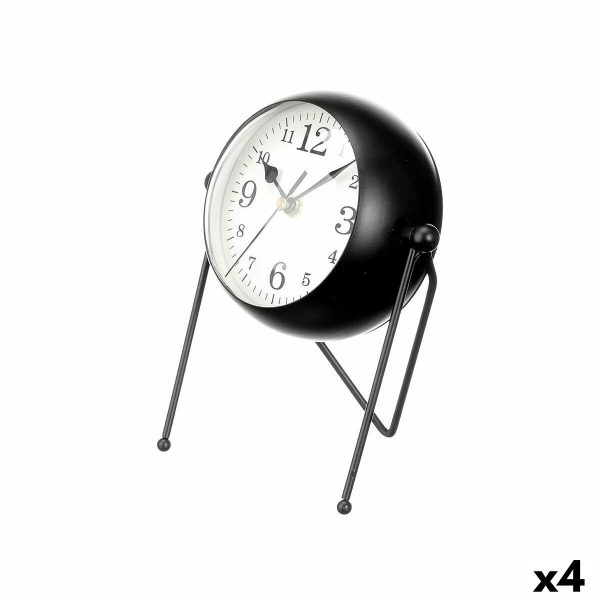 Table clock Black Metal 18 x 21 x 12 cm (4 Units) Online Hot Sale