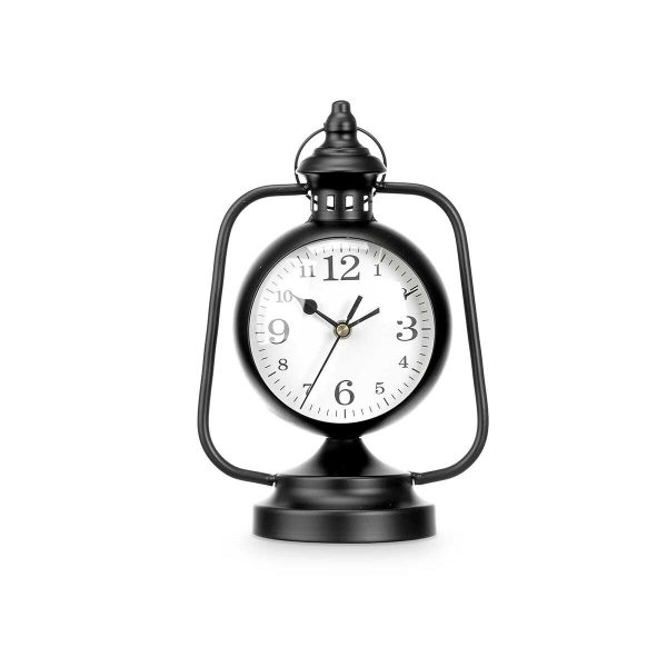 Table clock Lamp Black Metal 17 x 25 x 11,3 cm (4 Units) For Sale