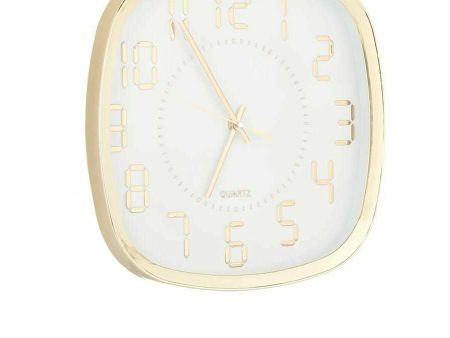 Wall Clock Squared Golden Glass Plastic 31 x 31 x 4,5 cm (6 Units) For Sale