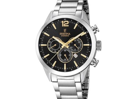 Men s Watch Festina F20343 4 Black Silver Online now