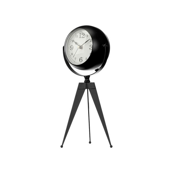 Table clock Tripod Black Metal 12 x 30 x 12 cm (4 Units) Supply