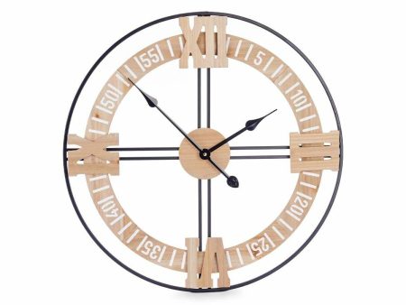 Wall Clock Black Metal MDF Wood 60 x 60 x 5 cm (4 Units) Sale