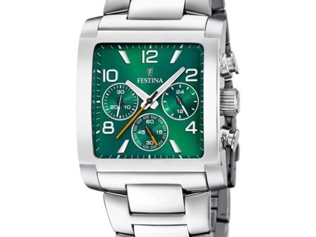 Men s Watch Festina F20652 2 Green Silver Online now