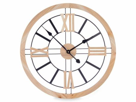 Wall Clock Black Metal MDF Wood 60 x 60 x 4,5 cm (4 Units) Supply