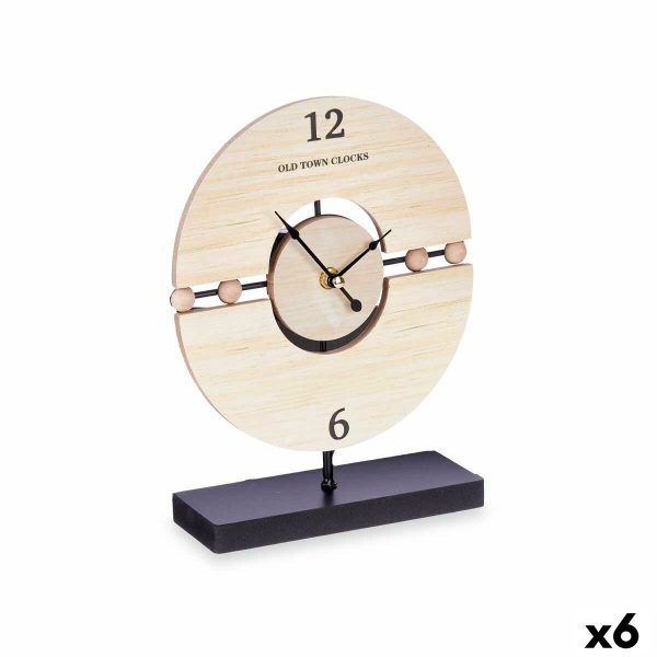 Table clock Balls Black Metal MDF Wood 20,5 x 26,5 x 7 cm (6 Units) Sale