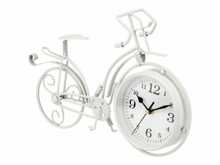 Table clock Bicycle White Metal 33 x 22,5 x 4,2 cm (4 Units) Hot on Sale