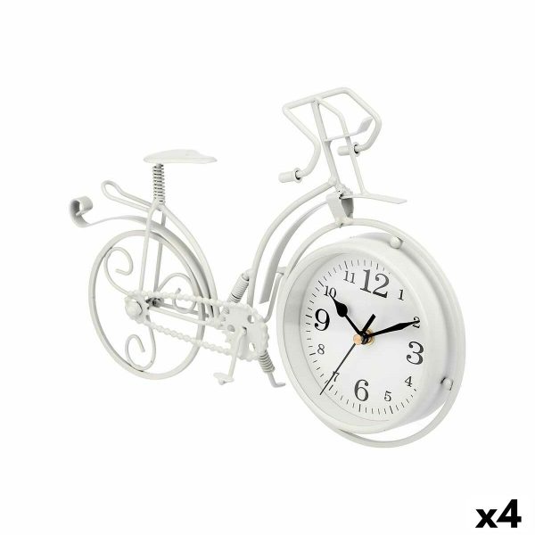 Table clock Bicycle White Metal 33 x 22,5 x 4,2 cm (4 Units) Hot on Sale